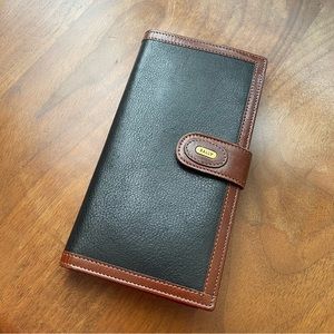 Bally brown black leather wallet